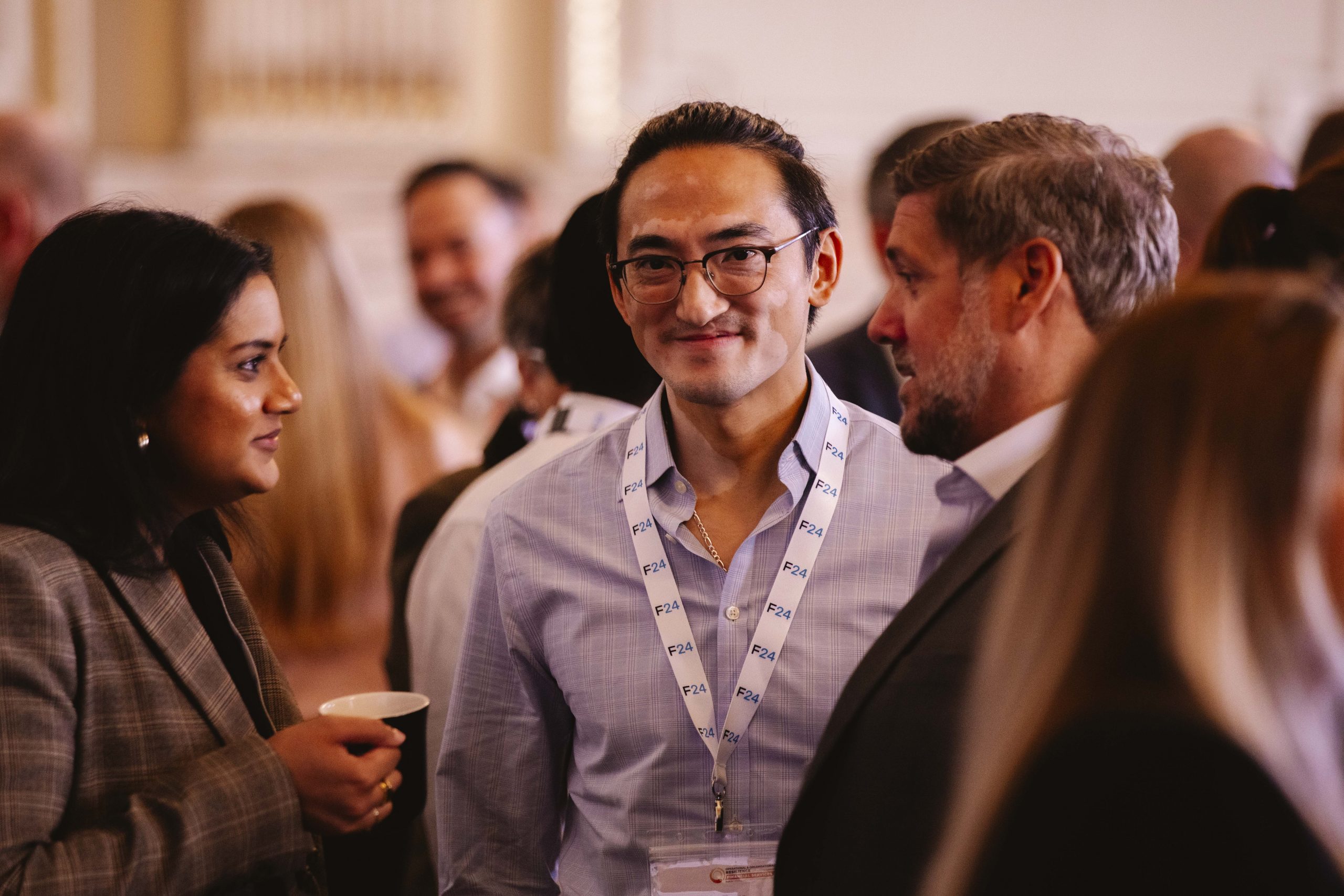 Professionals networking during a business conference